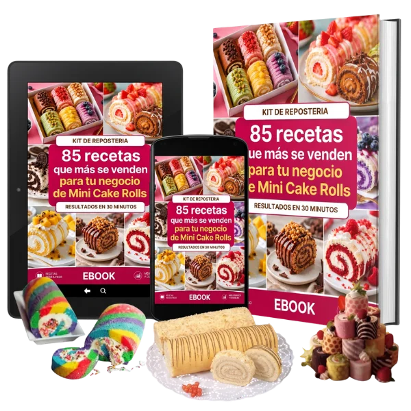 Cake Rolls Express presentado como libro, tablet y celular